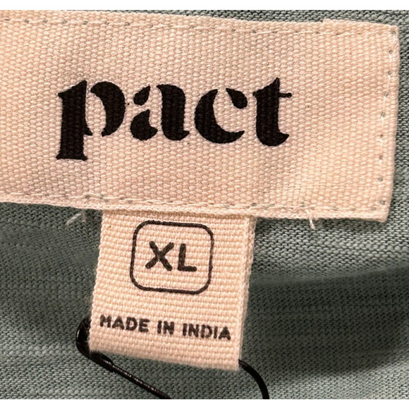 Pact Top Womens XL Green Relaxed Slub Button Up Short Sleeve Organic Cotton NWT - Picture 7 of 11